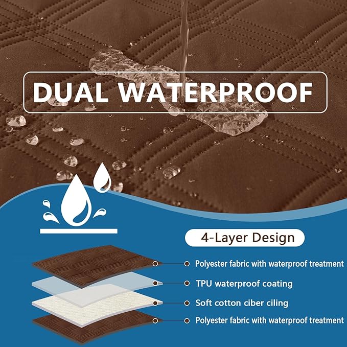 hyha Waterproof Dog Blanket, Reversible Pet Bed Blanket, Soft Sofa Couch Cover for Dogs Washable, Waterproof Pet Couch Covers for Sofa Puppy Cats Furniture Protector(40"x70", Brown/Brown)