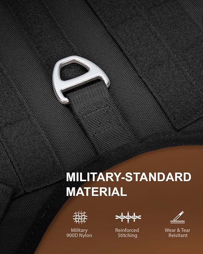 FAYOGOO Tactical Dog Harness for Large Dogs - Heavy Duty Dog Harness Escape Proof with Handle - No Pull Military Service Dog Vest with Removable Patches for Walking,Training,Hiking