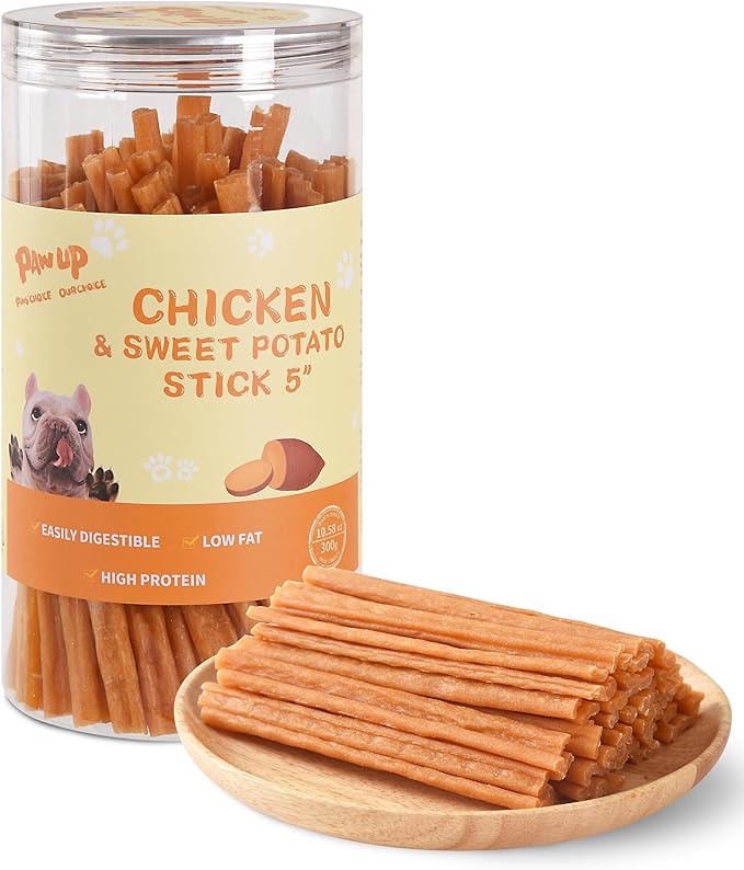 PAWUP Dog Treats, Chicken & Sweet Potato Sticks, High-Protein Natural Snacks, Grain-Free & Rawhide-Free, Easy to Digest, 10.58 oz