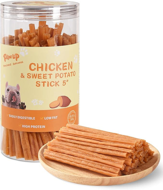 PAWUP Dog Treats, Chicken & Sweet Potato Sticks, High-Protein Natural Snacks, Grain-Free & Rawhide-Free, Easy to Digest, 10.58 oz