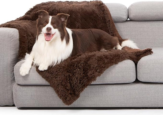 gogobunny Waterproof Dog Blanket for Large Dogs, Cats, Puppy, Reversible Faux Fur Pet Throw Blanket, Washable, Calming Furniture Protection for Sofa Bed (40x50 Inch (Pack of 1), Chocolate)