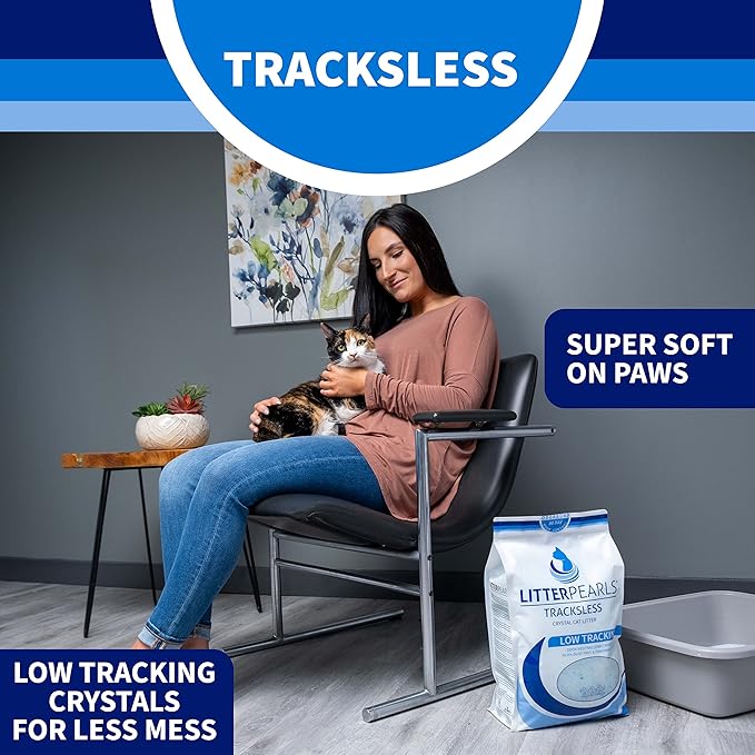 Litter Pearls Tracksless Unscented Non-Clumping Crystal Cat Litter with Odorbond, 20 Pounds