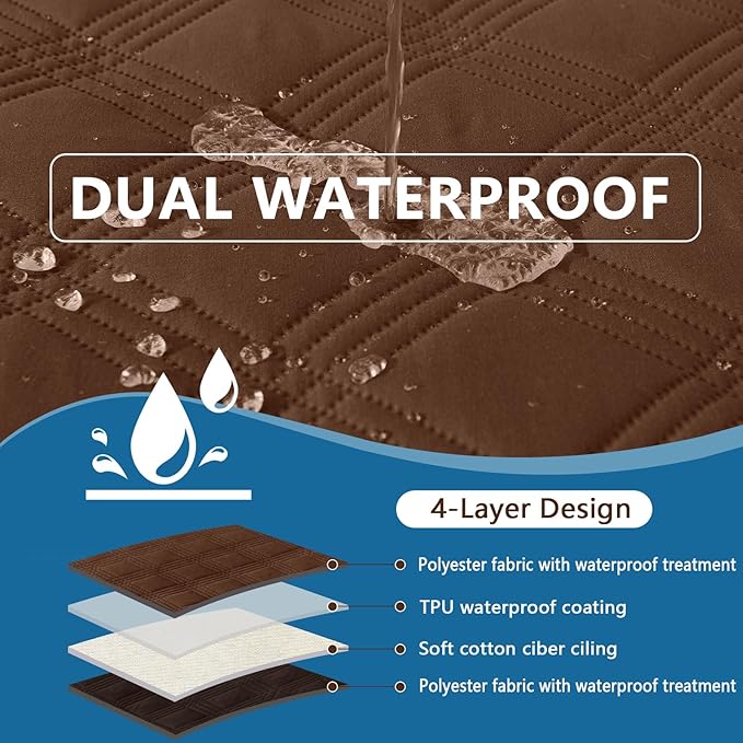 hyha Waterproof Dog Blanket, Reversible Pet Bed Blanket, Soft Sofa Couch Cover for Dogs Washable, Waterproof Pet Couch Covers for Sofa Puppy Cats Furniture Protector(30"x53", Brown/Chocolate)