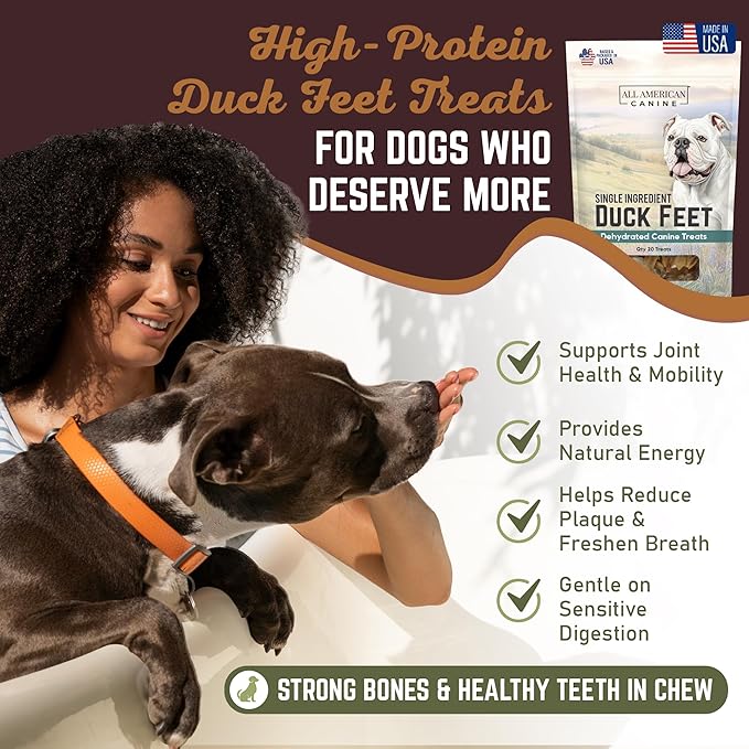 100 Natural Duck Feet Dog Treats– Single Ingredient, Dehydrated & Digestible – Crunchy, Low-Fat, High-Protein Chew for Joint Support & Dental Health – Made in USA