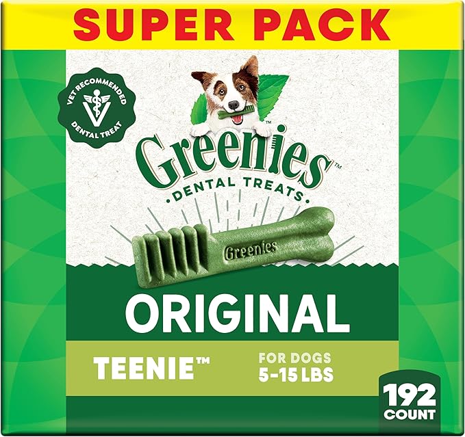 Greenies Veterinarian-Recommended Natural Dental Dog Treats Teenie Size, Original Flavor, 54 oz. Pack, 192 Count