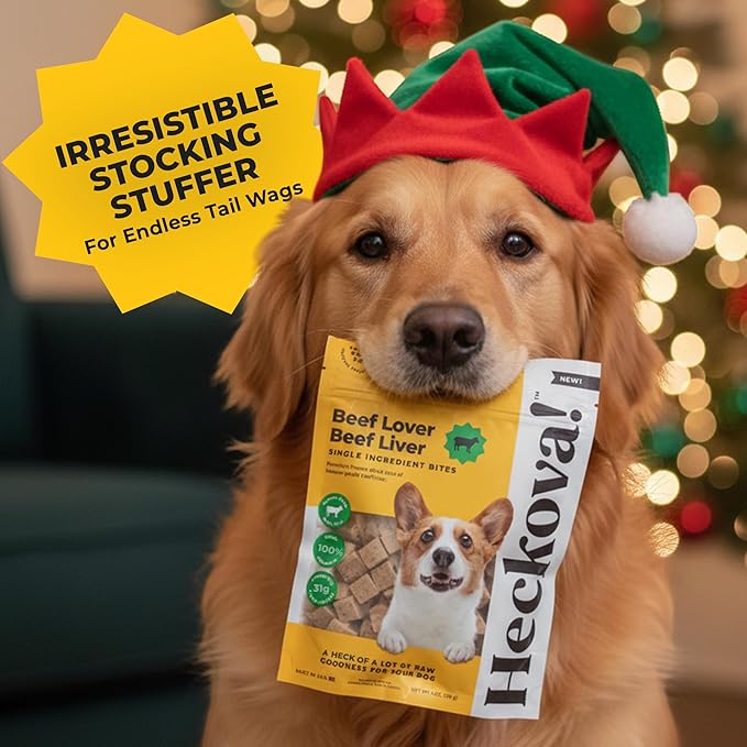 Beef Liver Dog Treats Freeze Dried - Single Ingredient Human Grade Raw Liver Bites for Training, Meal Topper, No Additives - High Protein (31g Per Cup) Dog Stocking Stuffers, Made in the USA, 14oz Bag