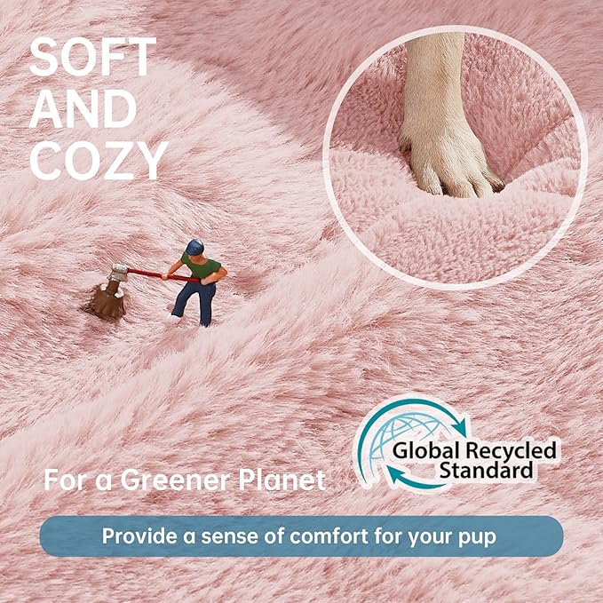 OhGeni 27 inches Calming Donut Dog & Cat Bed for Medium Pets, Warming Comfort Fluffy Short Pile Fur, Durable Machine Washable Round Bed, Cute Round Bed for Puppy and Kitten, Pink