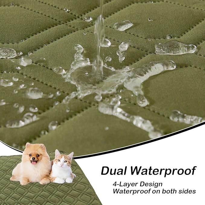 hyha Waterproof Dog Bed Blanket, Soft Pet Blankets, Waterproof Couch Cover for Dogs, Reversible Sofa Covers Washable for Furniture (40x70 Inch, Green/Navy Blue)