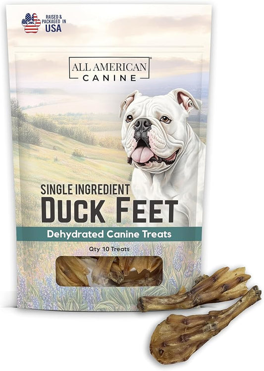10 Natural Duck Feet Dog Treats– Single Ingredient, Dehydrated & Digestible – Crunchy, Low-Fat, High-Protein Chew for Joint Support & Dental Health – Made in USA
