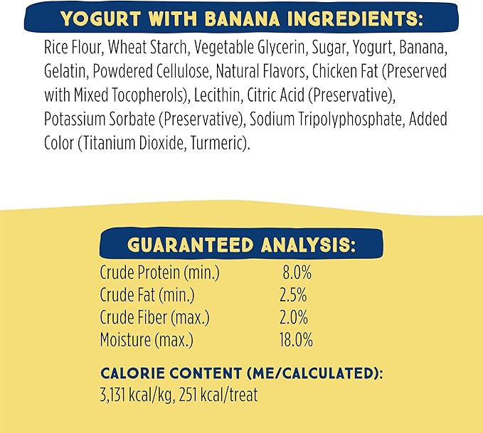 Ultra Chewy Yogurt with Banana Double Treat Bones: Long-Lasting Dog Treats Made in USA for Large and Small Breeds, Highly Digestible, Ideal for Aggressive Chewers (12 Count)