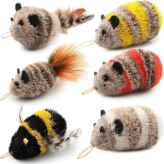 Cat Wand Lures Attachments Feather Toys Refill for Rod Indoo Bored Cats Pole Stick Teaser Interactive Replacement Catcher Hunting Attract (6pcs Cat Toy)