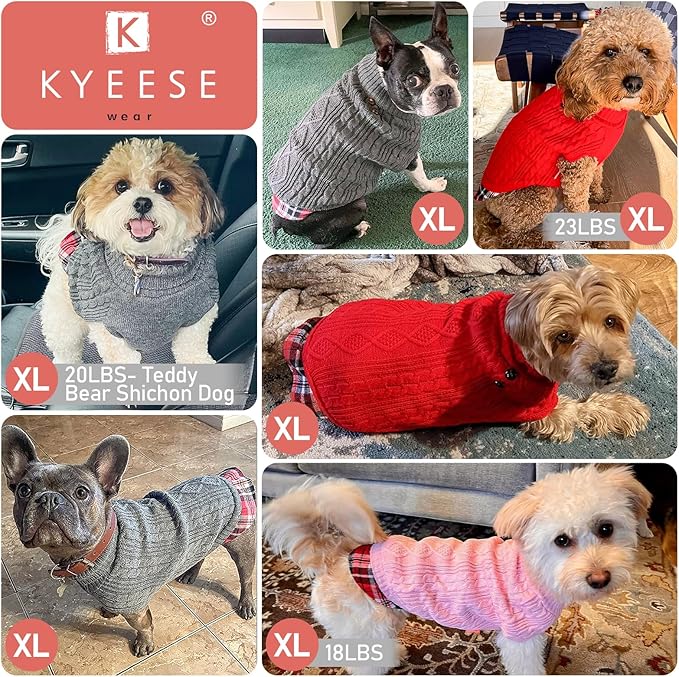 KYEESE Dog Sweater Stretchy Soft Pullover Dog Sweaters for Medium Dogs Girl Thick Pet Coat for Fall Winter Cold Weather Warm Turtleneck Medium Dogs Sweater