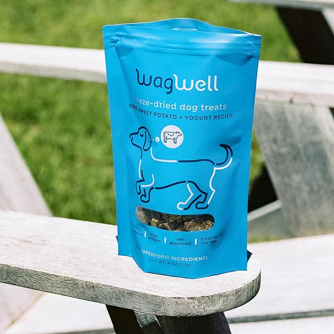 WagWell Freeze-Dried Treats - Beef, Sweet Potato, + Yogurt Recipe - Fully Cooked, High Protein Made in The USA - Minimally Processed & Vet Approved
