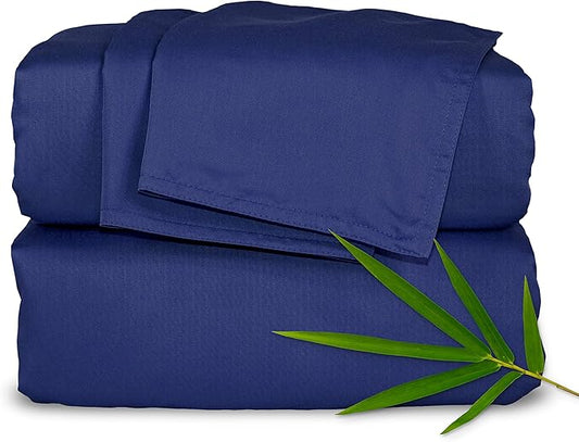 Pure Bamboo Twin Sheets, Genuine 100% Organic Viscose Derived from Bamboo Bed Sheet Set, Luxuriously Soft & Cooling, Double Stitching, 2 Year Quality Promise (Twin, Cobalt Blue)