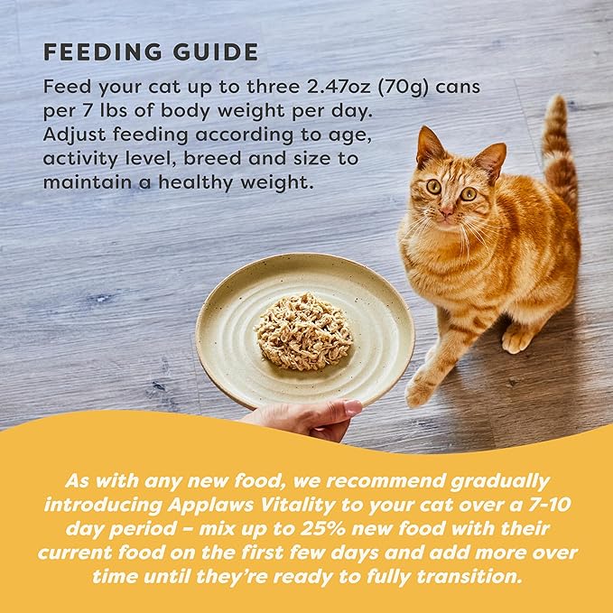 Applaws Vitality Wet Cat Food in Broth, Natural Cat Food with Added Vitamins & Minerals, Grain-Free, Carrageenan Free, Chicken Breast in Broth (24 Count, 2.47 oz Cans)