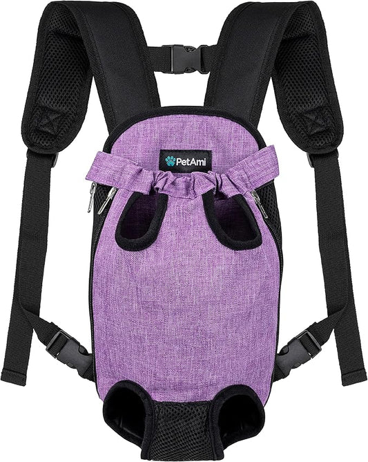PetAmi Dog Carrier Backpack, Adjustable Pet Cat Front Carrier Backpack, Ventilated Dog Chest Carrier for Hiking Camping Travel, Sling Bag for Small Medium Dog Cat Puppies, Medium, 9-13 lbs, Purple