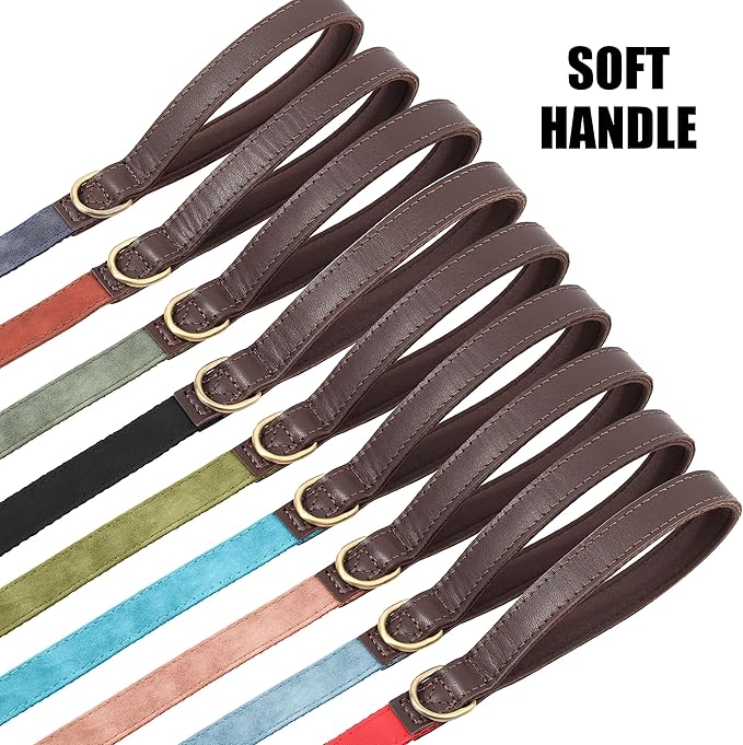 Didog PU Leather Dog Leash for Small Dogs 4.5ft, Soft Padded Handle Faux Leather Dog Leashes for Medium Dogs, Walking and Training Leashes for Large Dogs,Olive Green