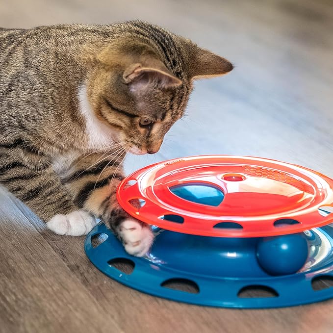 Catstages Catnip Chase Interactive Ball Track Cat Toy, Red and Blue