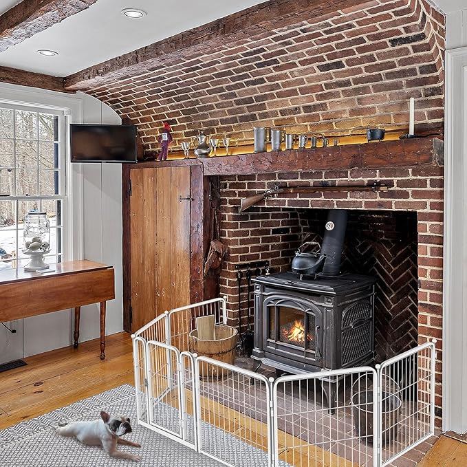 FXW Homeplus Unleashed Indoor Dog Playpen - Stress-Free and Safe Play, Heavy Duty 32 Inch 8 Panels with Fence-to-Wall Anchor (Pack of 4) for Small and Medium Dogs, White│Patented