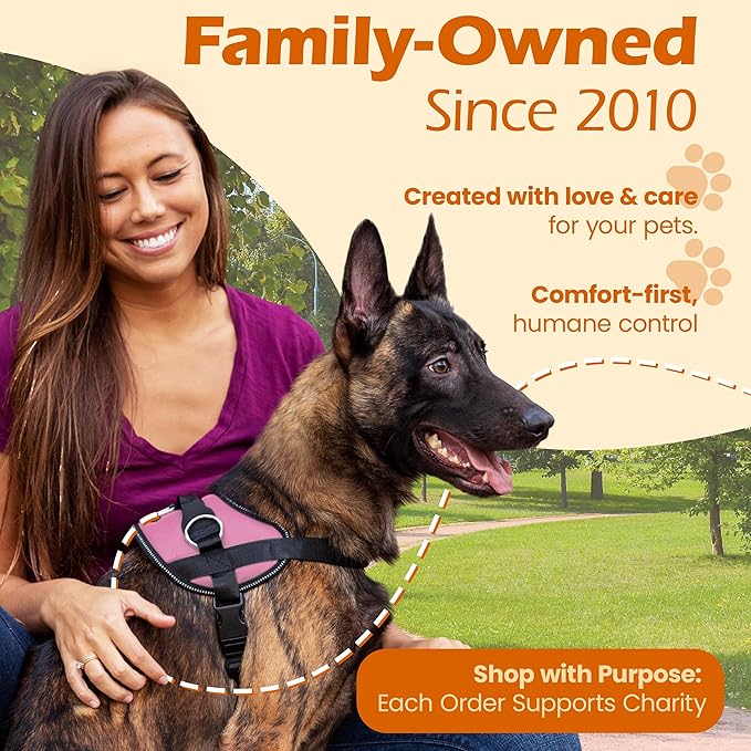 Bark Appeal Light Pink No-Pull Dog Harness for Small to Medium Sized Pets – Adjustable, Reflective Vest with 3 Leash Clips for Added Control, Easy Walks & Training – Medium