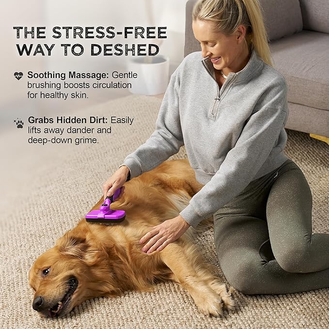 Deshedding Dog Brush for Shedding – Self Clean Cat Brush Deshedding & Grooming Tool for Long Haired and Short Haired Dogs, Slicker Brushes for Dogs, Skin-Friendly, Retractable Bristles, Easy to Clean