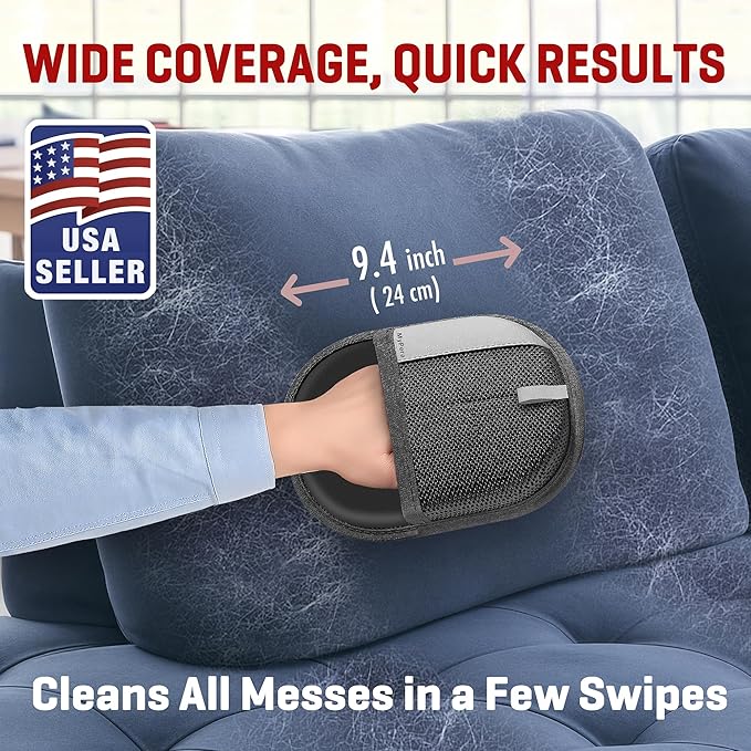 Pet Hair Remover Gloves for Cats & Dogs, Electrostatic Pet Hair Removal Gloves Brush for Pets Hair, Upgraded Animal Fur Removal Tool, Reusable Cats & Dogs Grooming Gloves for Hair Removal (1)