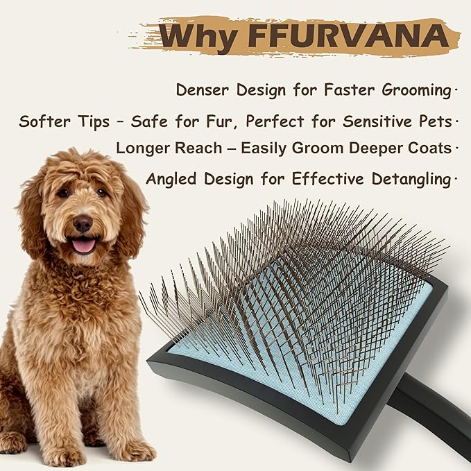 Doodle Slicker Dog Brush –Perfect For Goldendoodle & Poodle Hair Maintenance - Medium to Long Hair Breeds-Detangle, Brush, Black – Professional Pet Grooming Brush for Thick & Long-Haired Dogs