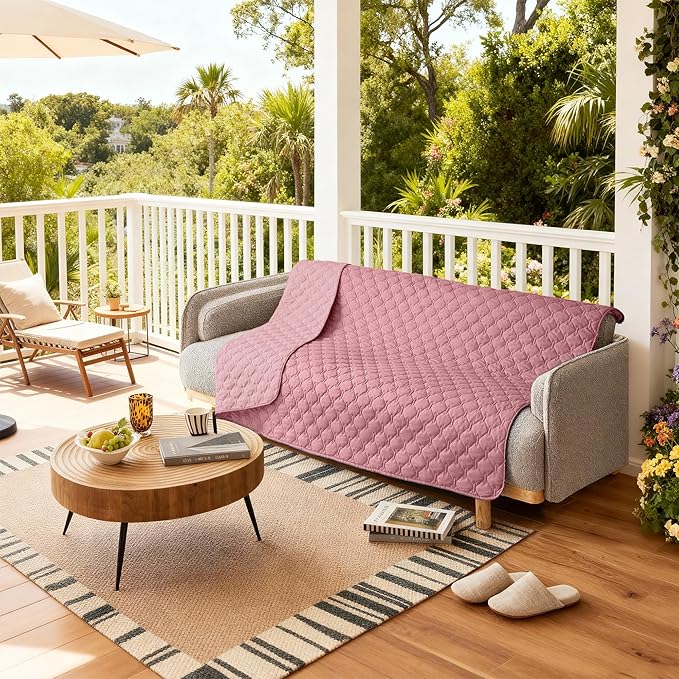 gogobunny 3X Stronger Waterproof Pet Blanket, Scratch Proof Furniture Protector for Dogs Cats, Reversible Cover 82x120 Inch, Dark Pink/Light Pink