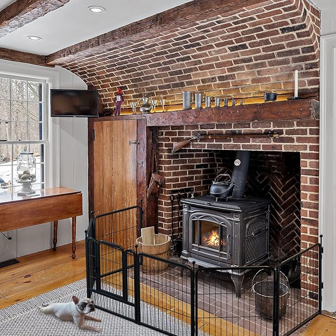 FXW Homeplus Unleashed Indoor Dog Playpen - Stress-Free and Safe Play, Heavy Duty 45 Inch 8 Panels with Fence-to-Wall Anchor (Pack of 4) for Large Dogs, Black│Patented