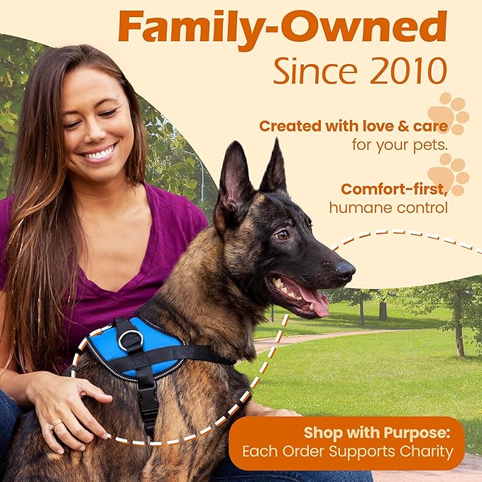 Bark Appeal Aqua Blue No-Pull Dog Harness for Small to Medium Sized Pets – Adjustable, Reflective Vest with 3 Leash Clips for Added Control, Easy Walks & Training – Medium