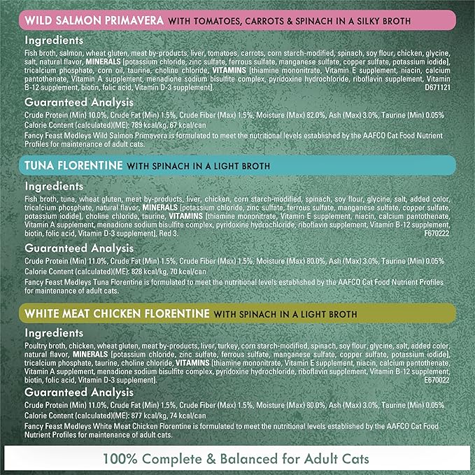 Purina Fancy Feast Wet Cat Food Variety Pack, Medleys Taste of Italy With Garden Greens in Sauce - (Pack of 30) 3 oz. Cans