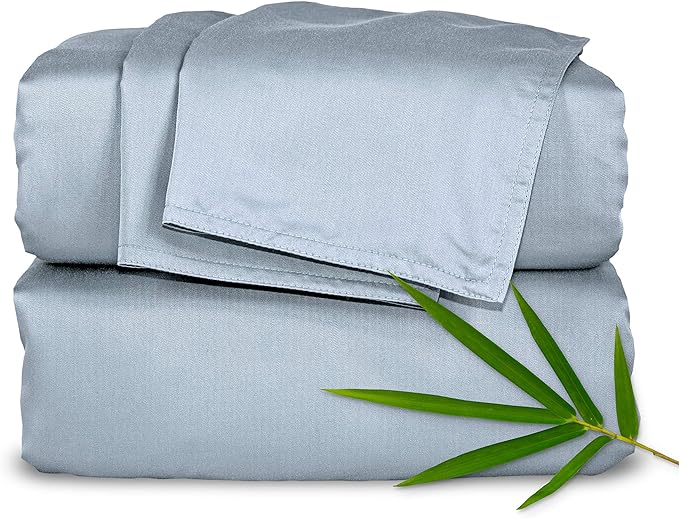 Pure Bamboo Twin XL Sheets, Genuine 100% Organic Viscose Derived from Bamboo Bed Sheet Set, Luxuriously Soft & Cooling, Double Stitching, 2 Year Quality Promise (Twin XL, Sterling Blue)