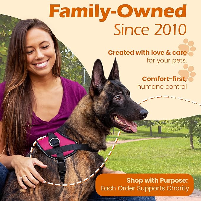 Bark Appeal Pink No-Pull Dog Harness for Large to Extra Large Sized Pets – Adjustable, Reflective Vest with 3 Leash Clips for Added Control, Easy Walks & Training – XL
