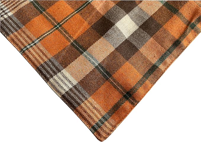 Realeaf Fall Thanksgiving Dog Bandanas 2 Pack, Orange Plaid Pet Scarf for Boy and Girl, Premium Durable Fabric, Holiday Halloween Bandana for Small and Medium Dogs (Small)