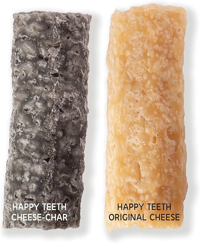 Himalayan Dog Chew Happy Teeth Yak Cheese, Soft Dog Chew, 100% Natural Soft Density Dental Treats, Gluten Free, Safe Treats for Oral Health, Lactose & Grain Free, Protein Rich, Cheese-Charcoal 2 Count