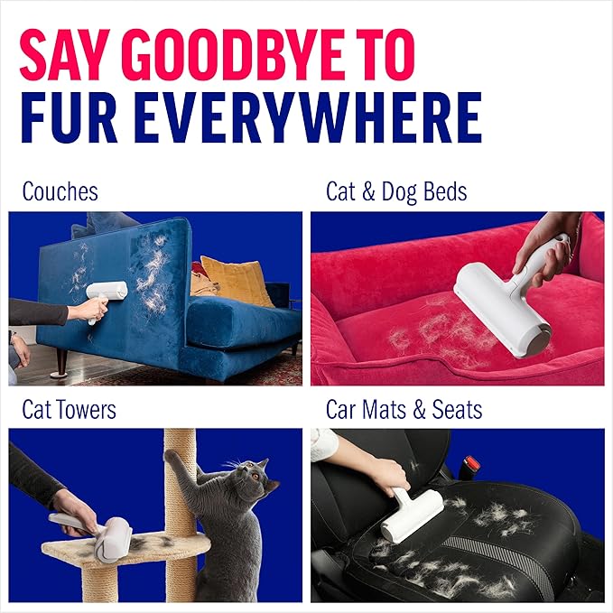 ChomChom Roller & Detailer Bundle - Pet Hair Remover and Reusable Lint Roller - ChomChom Cat and Dog Hair Remover for Furniture, Couch, Carpet, Clothing and Bedding - Multi-Surface Fur Removal Tool