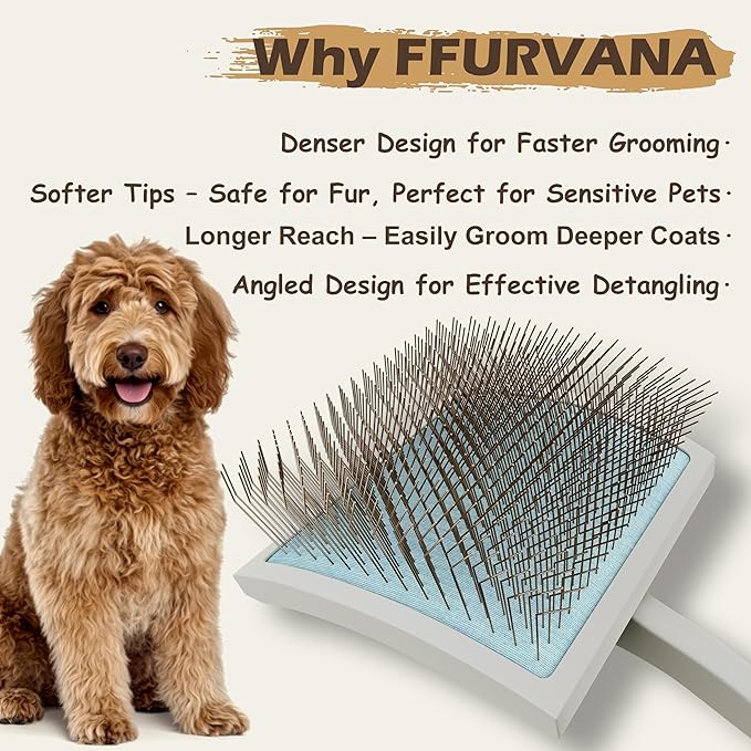 Slicker Brush for Dogs, for Golden Doodles with Long Hair, for Large Pet Dogs, Grooming Pet Hair, Cream White(Large)