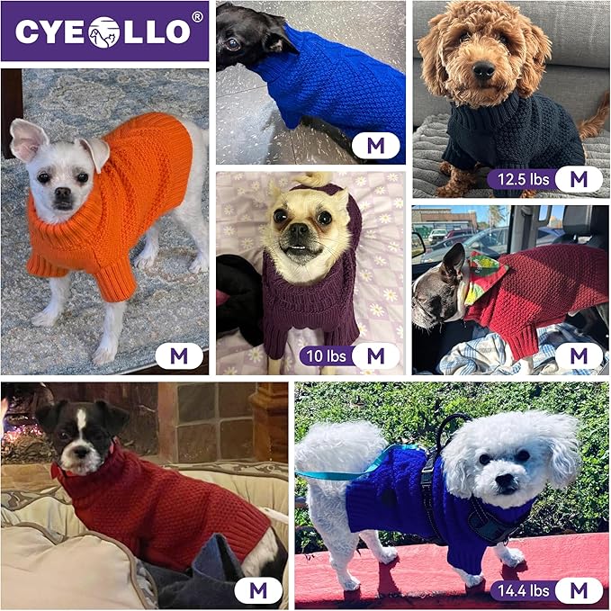 cyeollo Dog Christmas Sweater Pullover Turtleneck for Dogs, Classic Knitwear Fall Winter Cold Weather Dog Clothes Warm Pet Apparel Small Medium Large Dog Sweaters, Green M