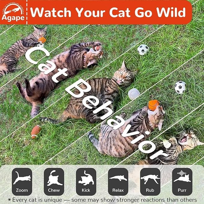 Agape 100% Catnip & Silvervine Filled Cat Toys, Interactive Chew & Kicker Balls for Indoor Cats, Enrichment and Teeth Cleaning Fun for Bored Cats and Kittens, 4 Pack Natural Crinkle Cat Toy with Sound