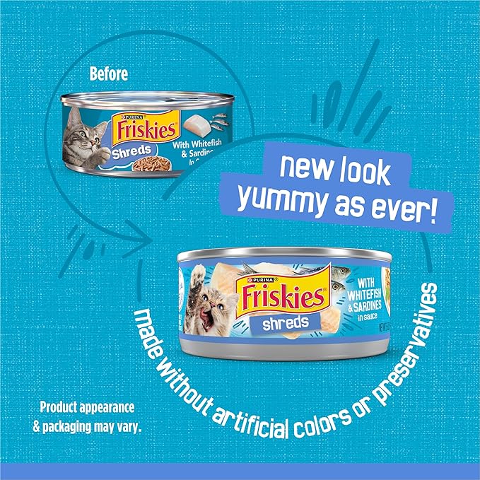 Purina Friskies Shreds With Whitefish and Sardines in Sauce Wet Cat Food - (Pack of 24) 5.5 oz. Cans