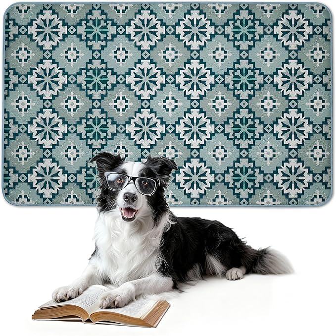 FXW Washable Pee Pads for Dogs, Puppy Pads with Super Absorbent, Specifically Designed for FXW Rollick/Homeplus 24inch 6 Panels Dog Playpen, 39" x 63" Rectangle, Tribal Blue, 1 Pack