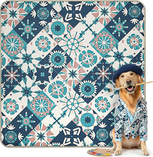 FXW Washable Pee Pads for Dogs, Puppy Pads with Super Absorbent, Specifically Designed for Rollick/Homeplus 24inch 8 Panels Dog Playpen, 63" Square, Tie-Dye Beige, 1 Pack