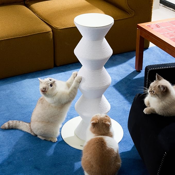 Furrytail Colossal Zigzag Clawer,Cat Scratcher,Scratching Post with Paper Rope, Recycle cat Tower, Large (29.9" H) - Black