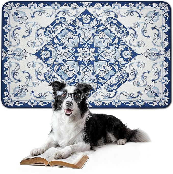 FXW Washable Pee Pads for Dogs, Puppy Pads with Super Absorbent, Specifically Designed for FXW Rollick/Homeplus 24inch 6 Panels Dog Playpen, 39" x 63" Rectangle, Mandala Blue, 1 Pack
