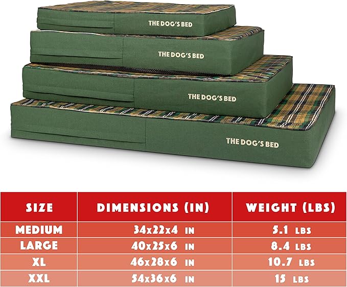 The Dog’s Bed Orthopedic Memory Foam Dog Bed, XXL Green Tartan, Pain Relief for Arthritis, Hip & Elbow Dysplasia, Post Surgery, Lameness, Supportive, Waterproof Washable Cover, Veterinary Approved