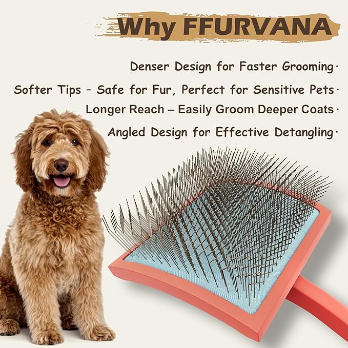 Slicker Brush for Dogs, for Golden Doodles with Long Hair, for Large Pet Dogs, Grooming Pet Hair - red（Large）