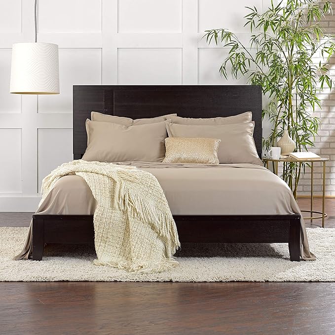 Pure Bamboo King Sheets, Genuine 100% Organic Viscose Derived from Bamboo Bed Sheet Set, Luxuriously Soft & Cooling, Double Stitching, 2 Year Quality Promise (King, Sand)