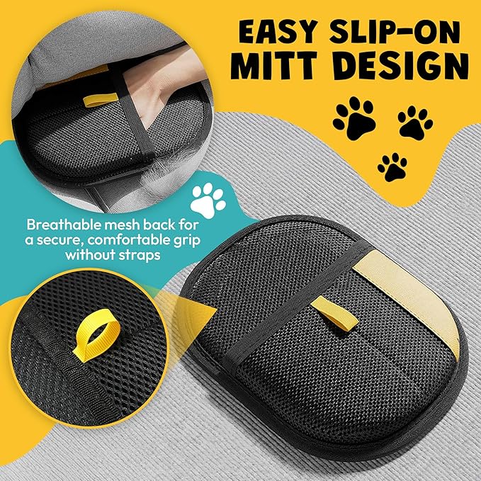 Pet Hair Remover Gloves for Dogs & Cats – 2-Piece Fur Removal Set