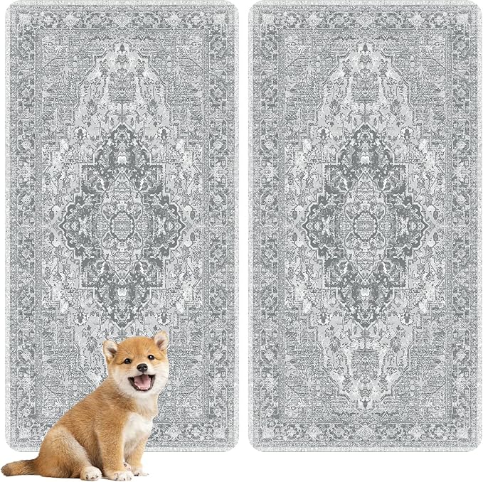 nunubaby 4PACK Washable Pee Pads for Dogs, Stylish, Non-Slip and Leak-Proof Pee Pads. Reusable Potty Pads for Dogs for Crates and Floors.(Gray/Geo, 24" x48" )