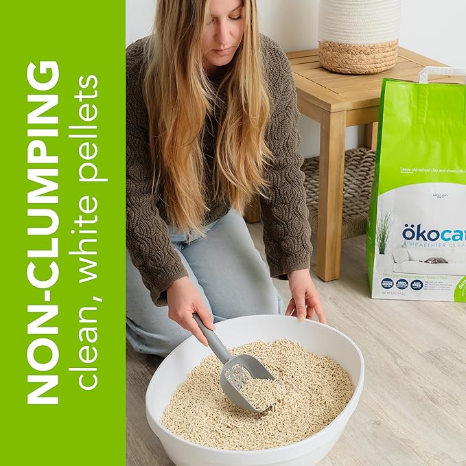 ökocat Dust Free Non-Clumping Paper Pellet Cat Litter, Unscented, 11.7 pounds - Natural Ingredients, Controls Odor, Dust Free, Great for Homes with Allergies, Postsurgical Needs